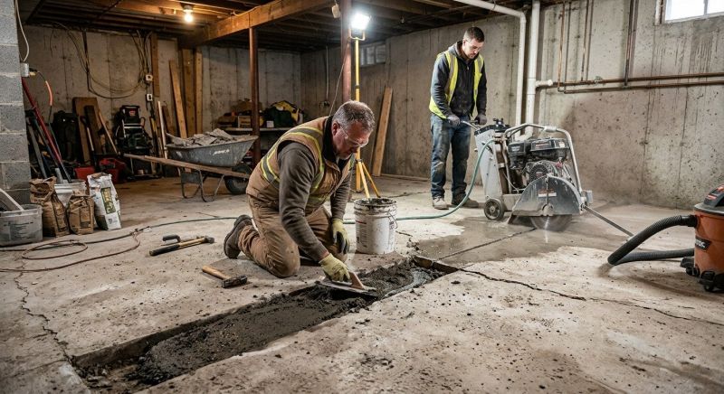 Cracked Basement Floor Repair in Waldorf, MD